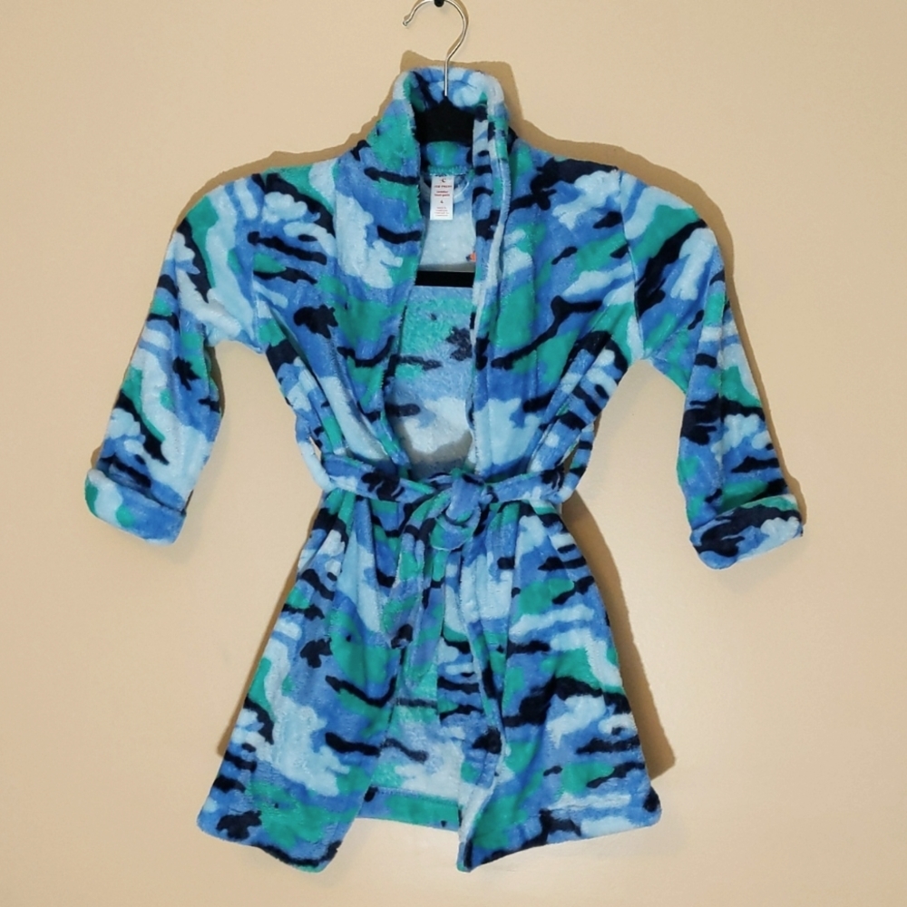 Joe Fresh| NWT Blue Fluffy Camo print Kids Bathrobe Polyester